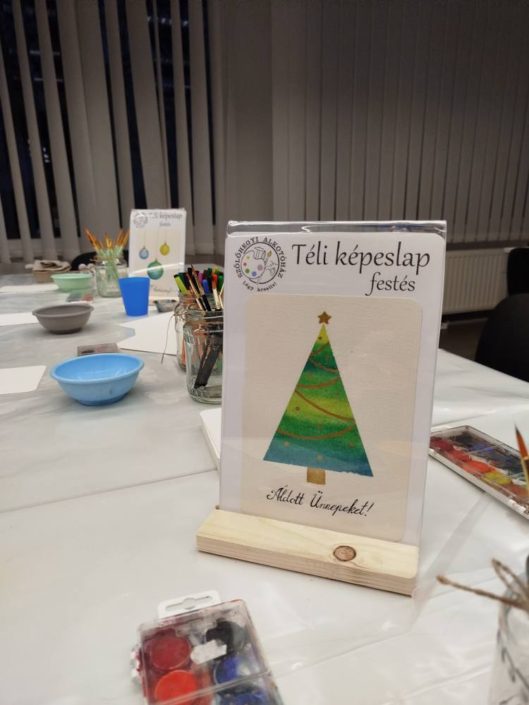 Téli képeslap készítés akvarell technikával